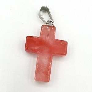 Cross Shaped Stone Pendant 1"